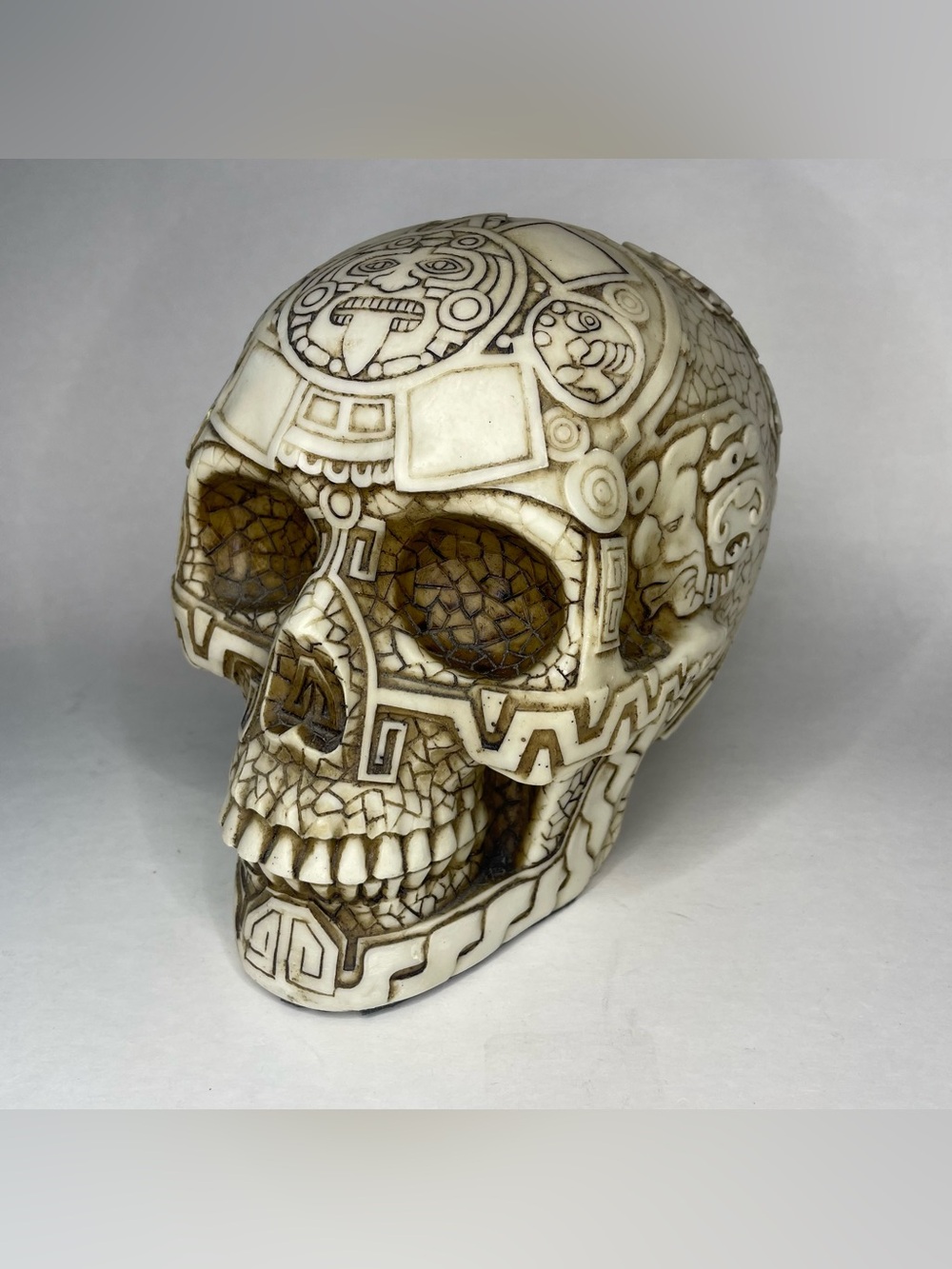 Ebros DOD Mesoamerican Maya Aztec Gods Skull Statue Tribal Tattoo Figurine 6x8"